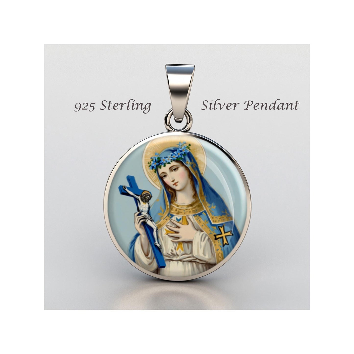 Saint Flora Religious Christian sterling silver 925 Christian Medal Patron Pendant
