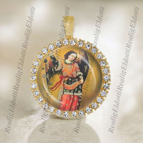 Barachiel the Archangel Religious Christian Gold Tone Medal Pendant