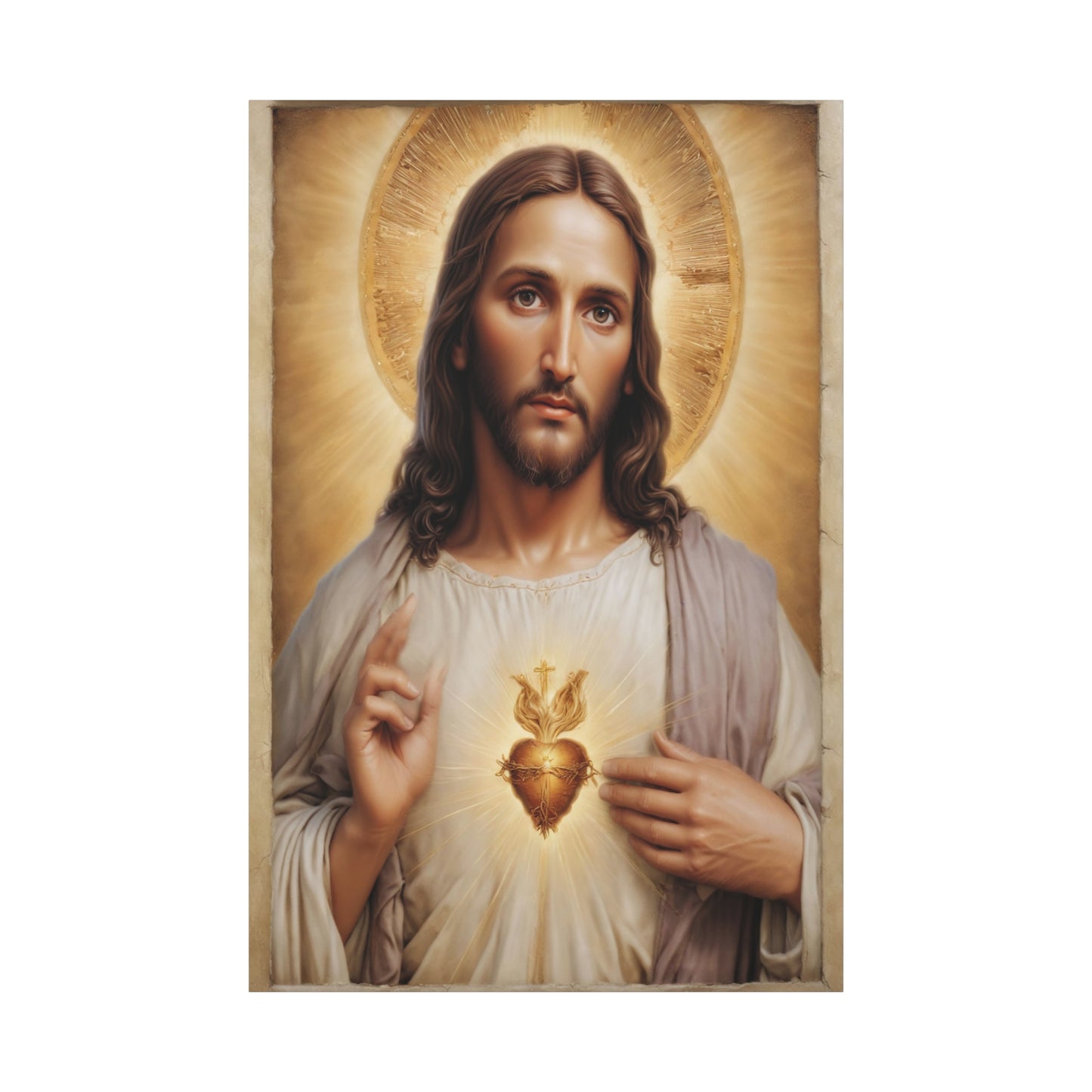 Jesus Christ Sacred Heart Catholic Canvas Wall Art, Christian Decor