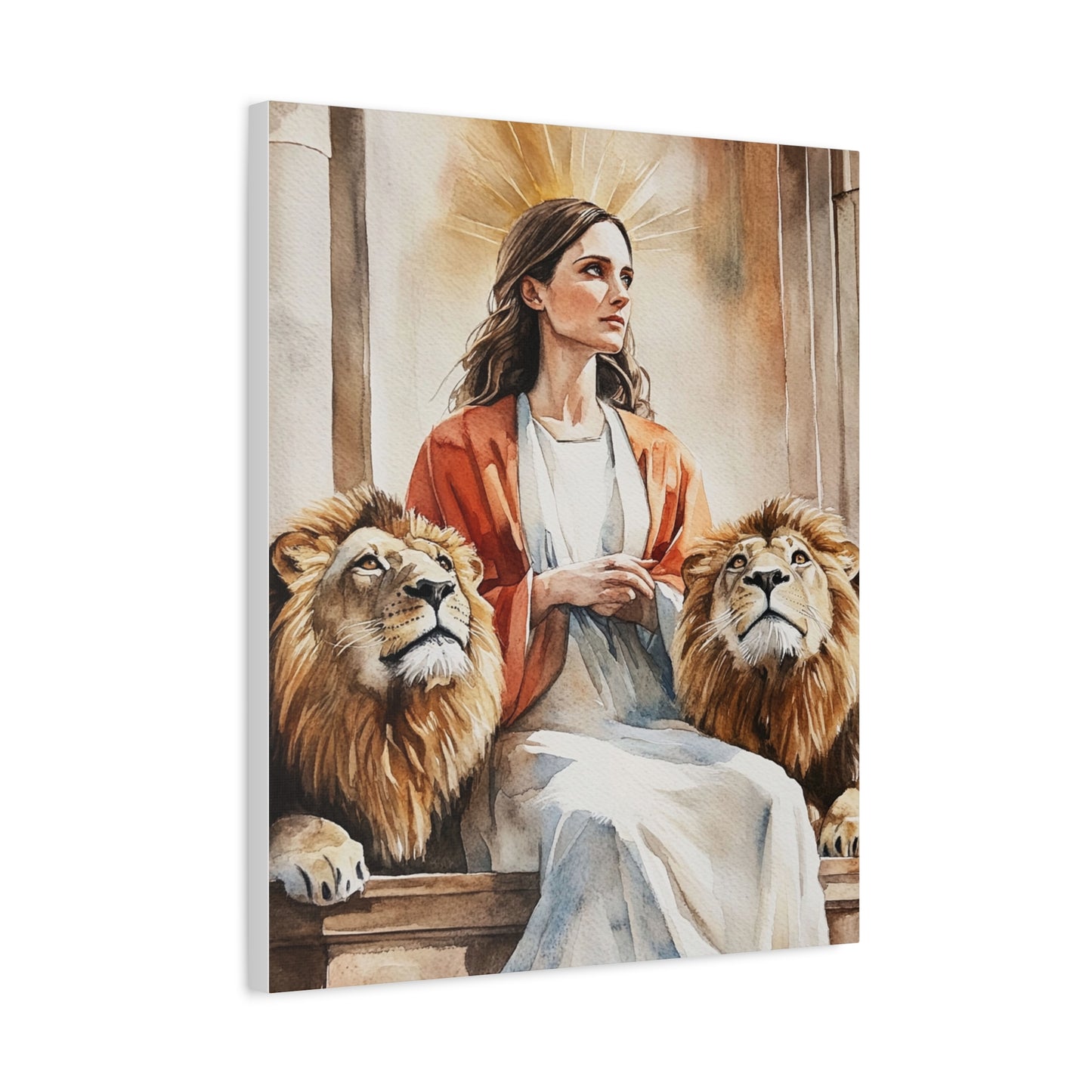 Ready To Hang - St. Prisca with Lions Catholic Canvas Wall Art, Christian Decor