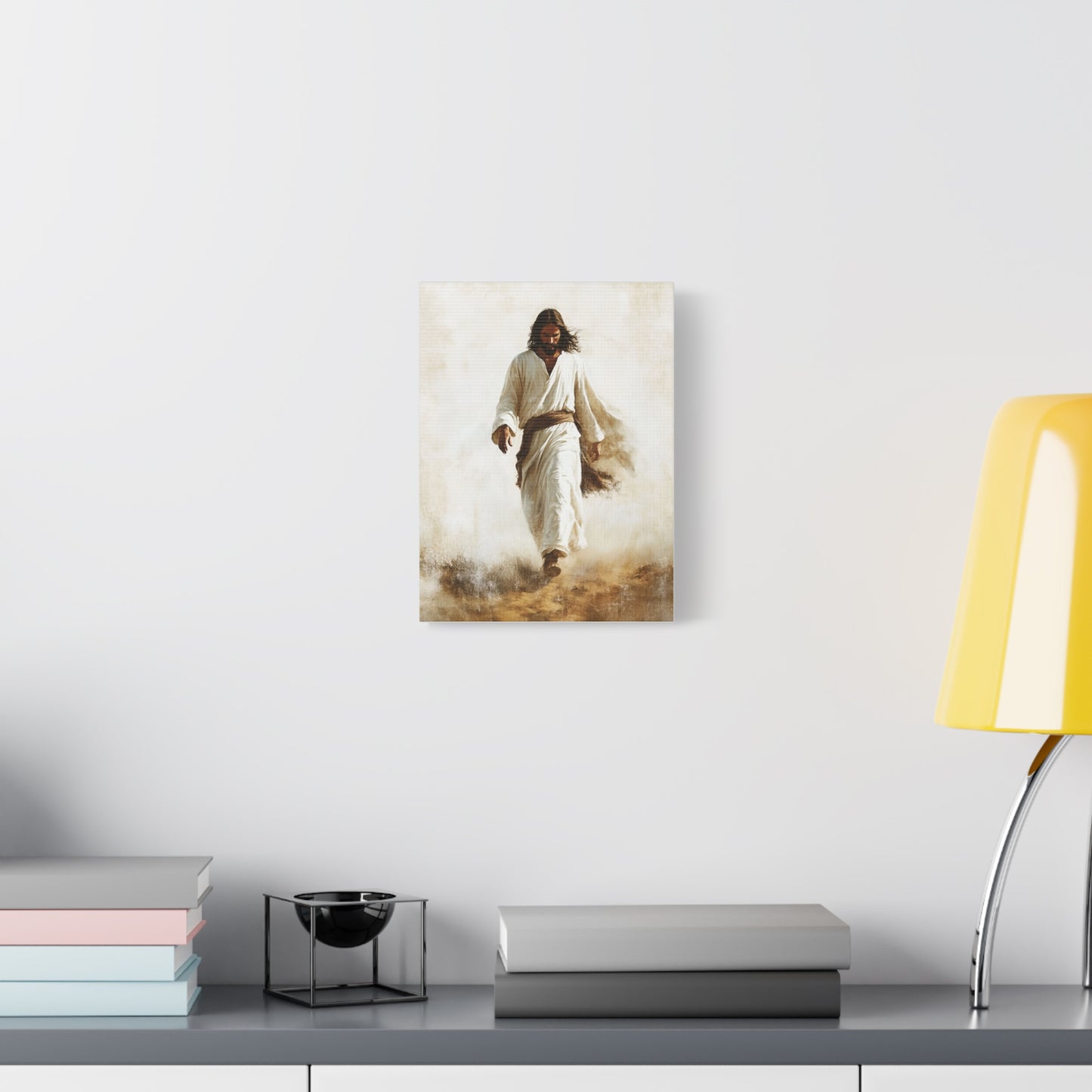 Jesus Christ Walking Through The Desert Catholic Canvas Wall Art, Christian Decor
