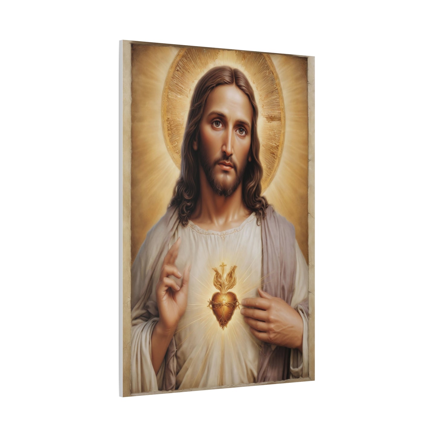 Jesus Christ Sacred Heart Catholic Canvas Wall Art, Christian Decor