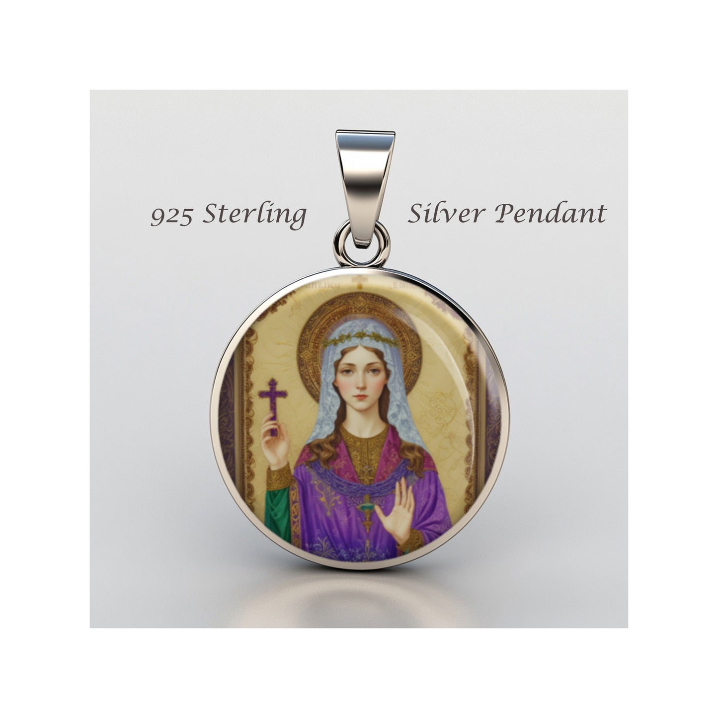 Saint Claudia Catholic sterling silver 925 Christian Medal Patron Pendant image 0