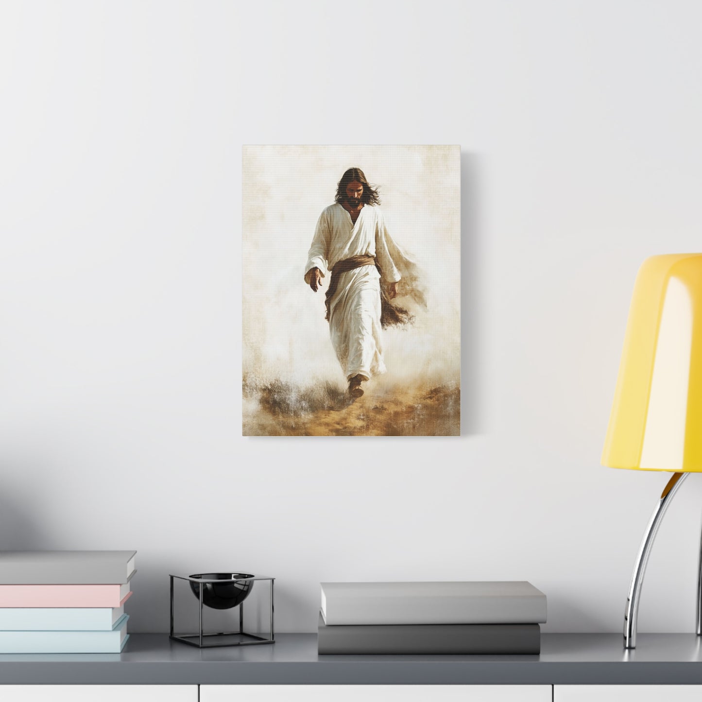 Jesus Christ Walking Through The Desert Catholic Canvas Wall Art, Christian Decor