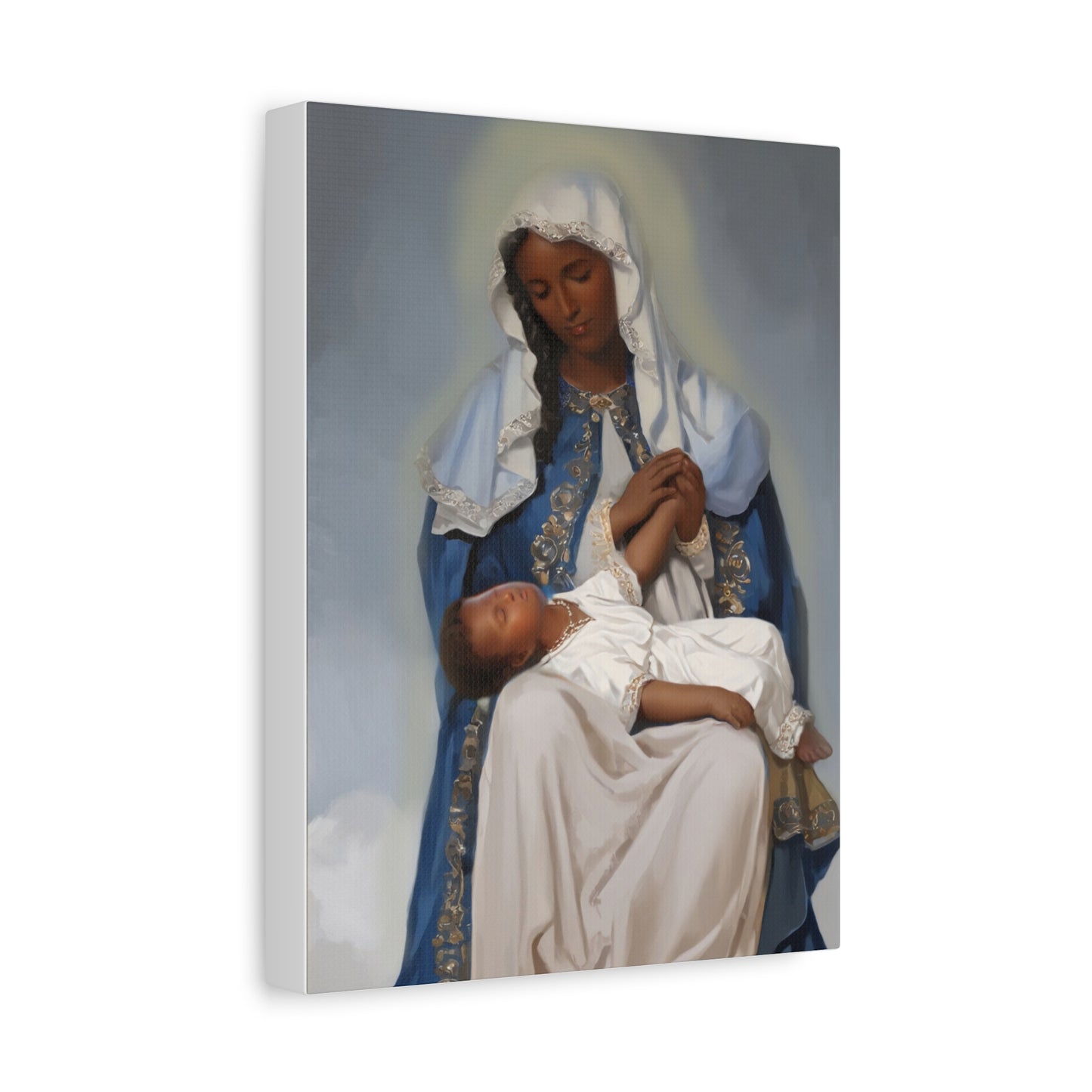 Our Lady Providence Mary Brown Skin Catholic Canvas Wall Art, Christian Decor