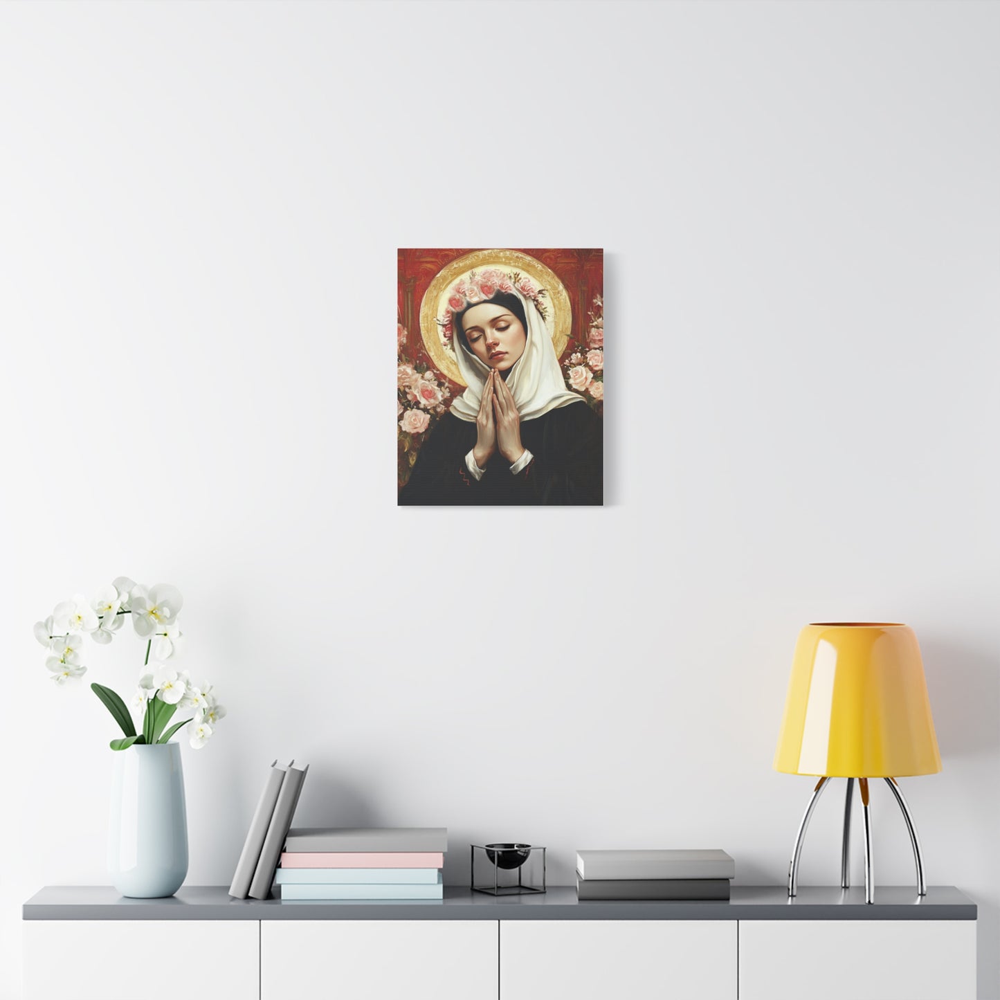 Ready To Hang - St. Rose of Lima Roses Catholic Canvas Wall Art, Christian Decor