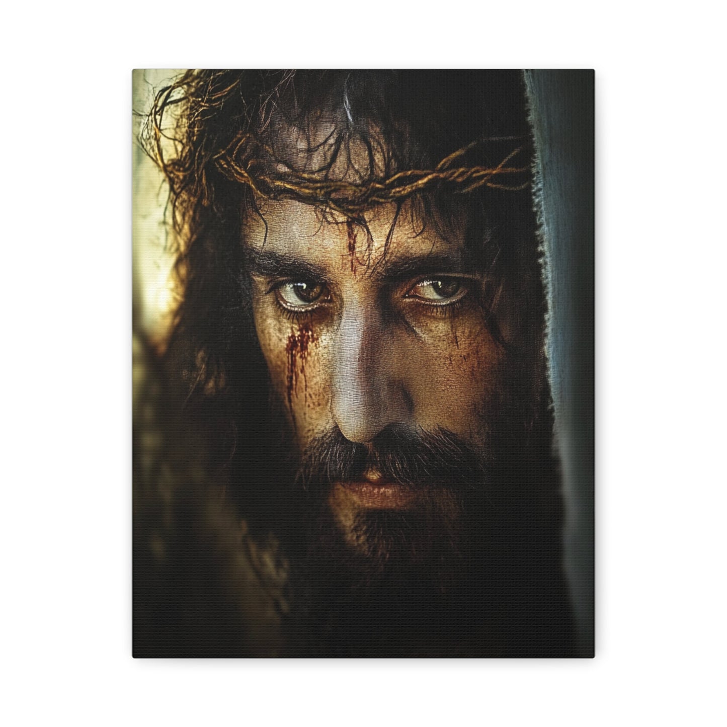 Jesus Christ Our Lord with Crown of Thorns Catholic Canvas Wall Art, Christian Decor