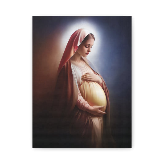 Ready To Hang - Pregnant Mother Mary Catholic Canvas Wall Art, Christian Decor