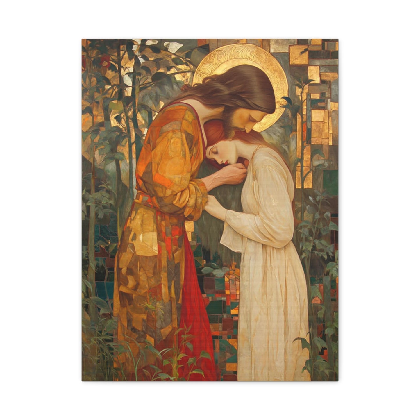 Healing Love - Christ Embracing Mary Magdalene Catholic Canvas Wall Art, Christian Decor
