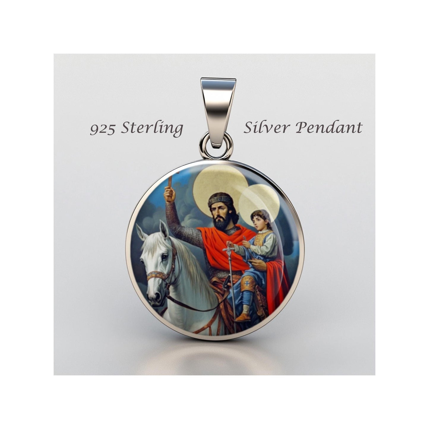Saint Sarkis Religious Devotional sterling silver 925 Christian Medal Patron Pendant
