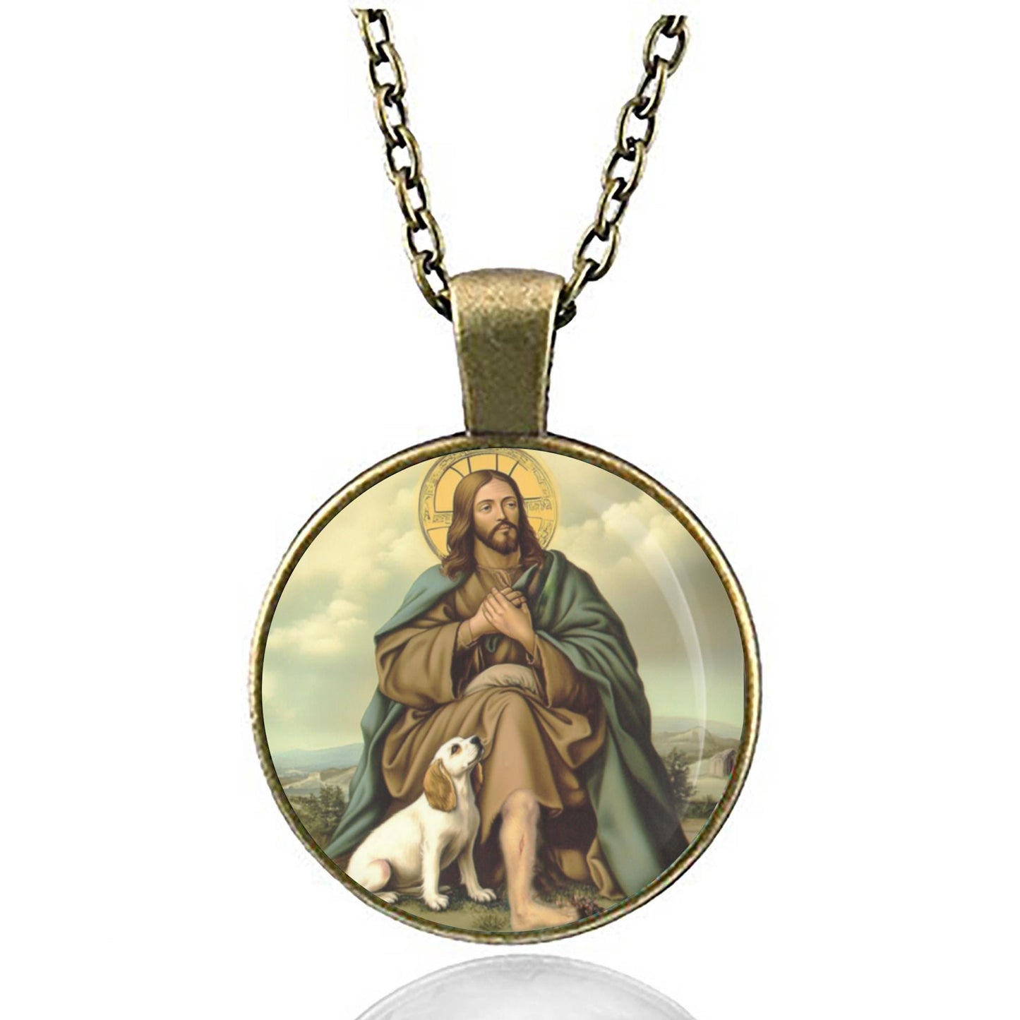 St. Roch Rocco Catholic Necklace Christian Medal Pendant