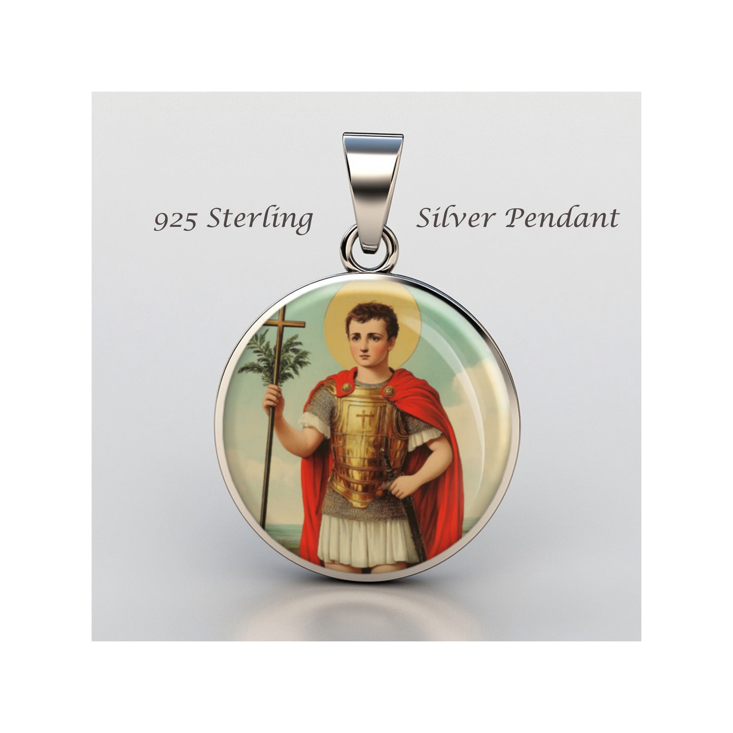 Saint Expedite Catholic sterling silver 925 Christian Medal Patron Pendant image 0