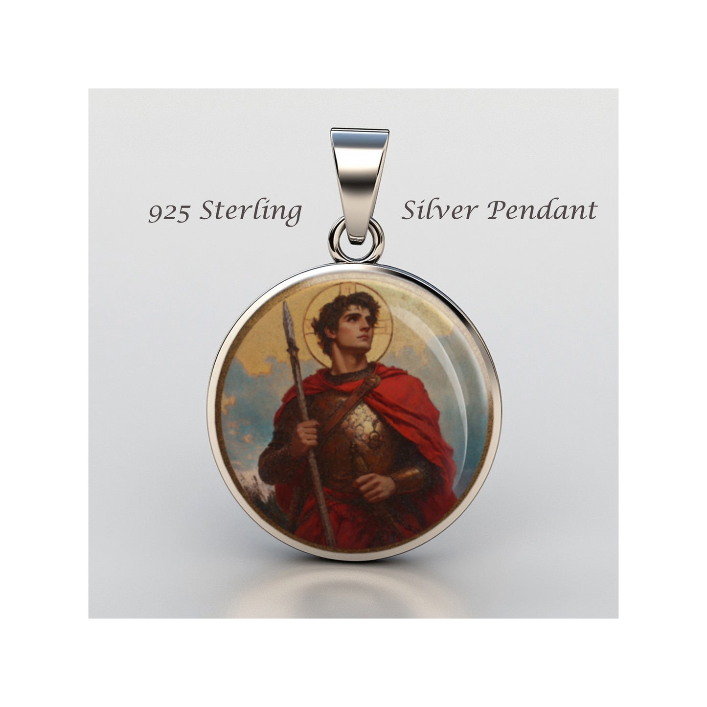 Saint Expedite Catholic sterling silver 925 Christian Medal Patron Pendant image 0