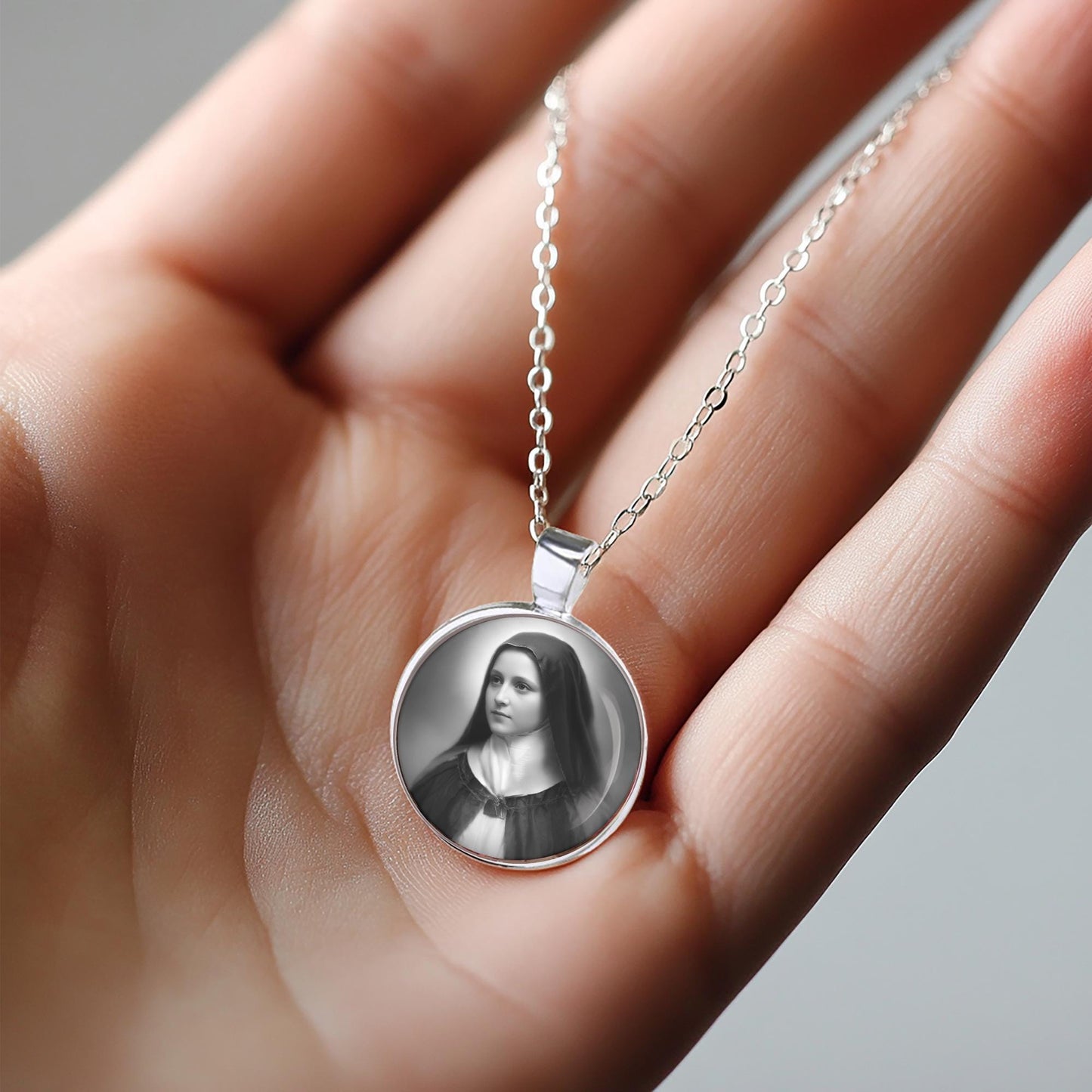St. Therese Lisieux Medal Catholic Christian Necklace