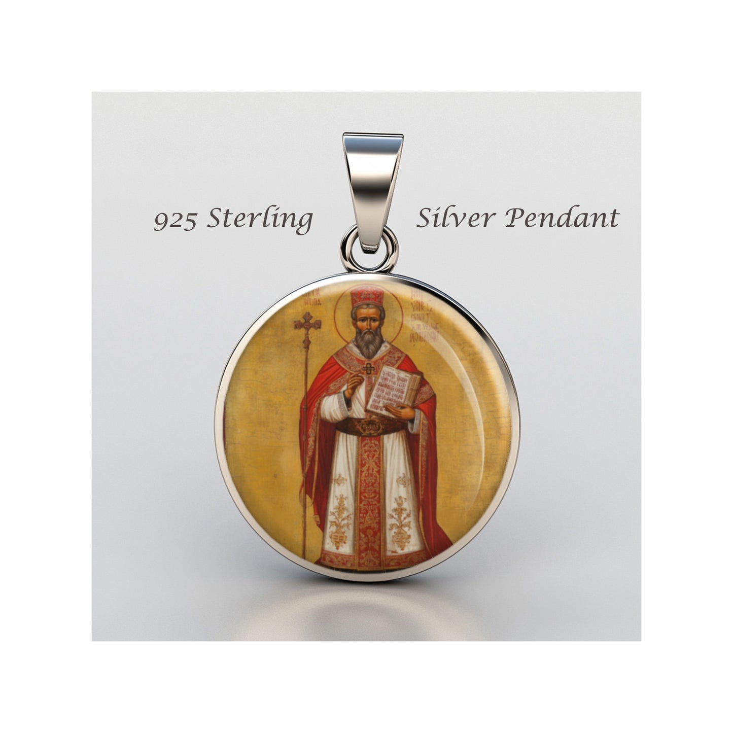 Saint Cyprian Catholic sterling silver 925 Christian Medal Patron Pendant image 0