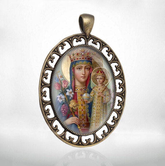Virgin Mary with Child Jesus Catholic Medal Pendant Religious Jewelry