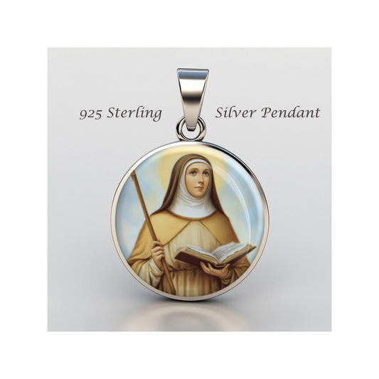 Saint Odilia Religious Devotional sterling silver 925 Christian Medal Patron Pendant
