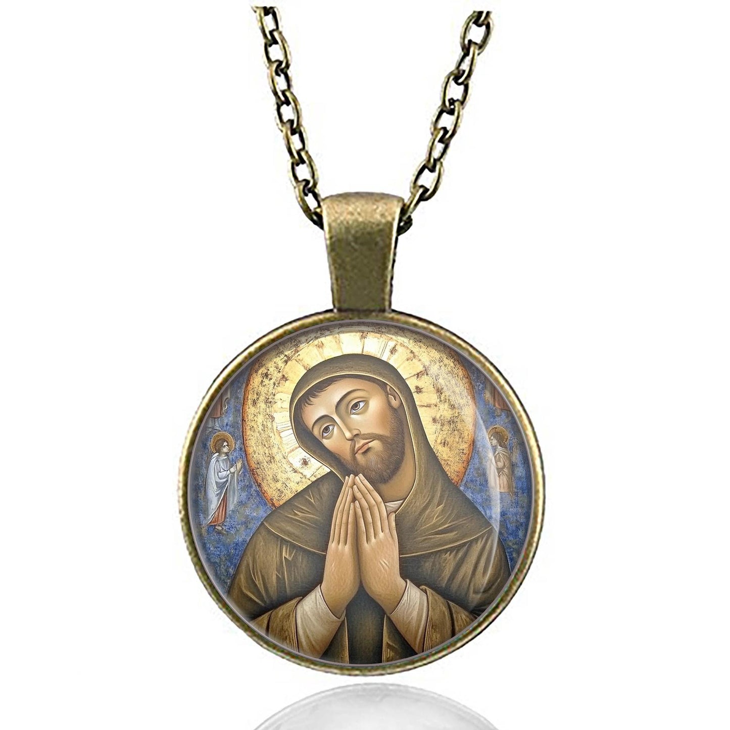 St. Francis of Assisi in Prayer Necklace Medal Pendant