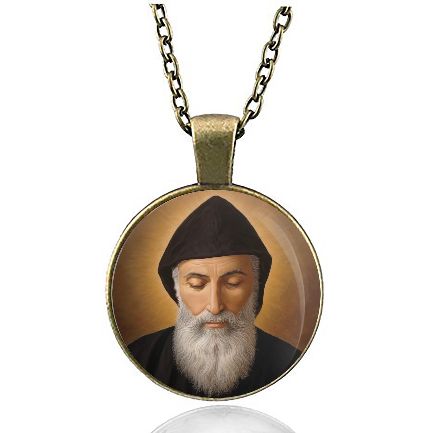 St. Charbel Catholic Necklace Medal Round Pendant