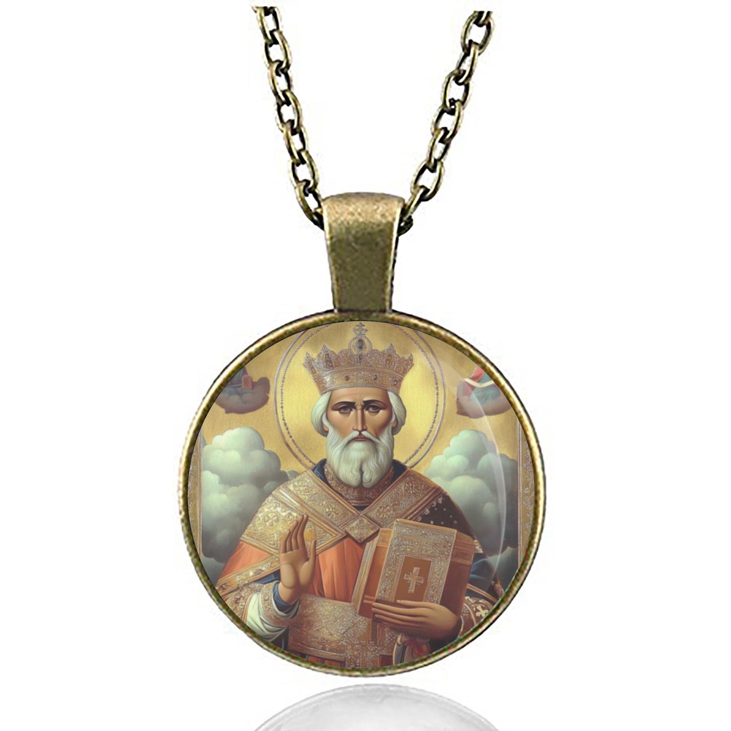 St. Nicholas of Bari Christian Medal Pendant Religious Necklace