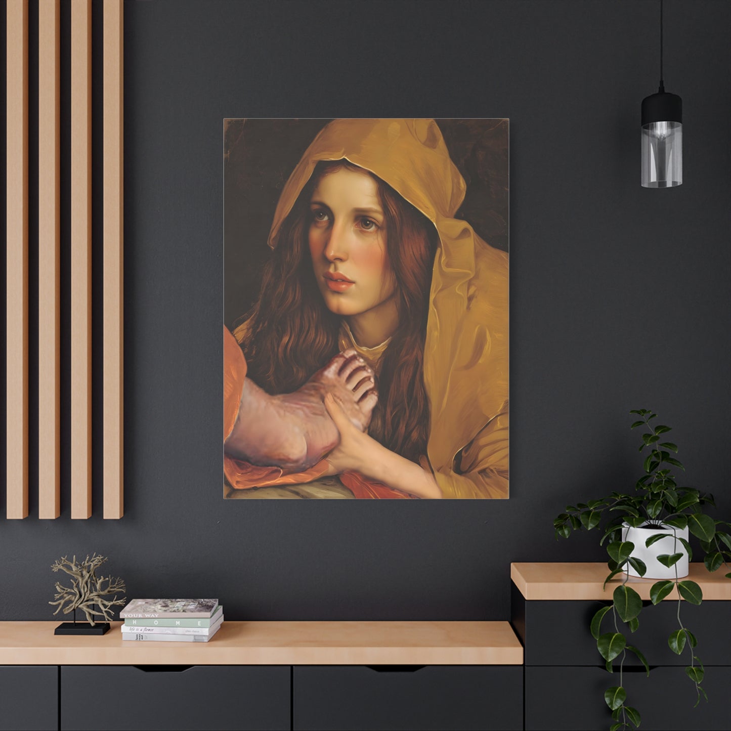 St. Mary Magdalene Anointing Jesus Feet Catholic Canvas Wall Art, Christian Decor