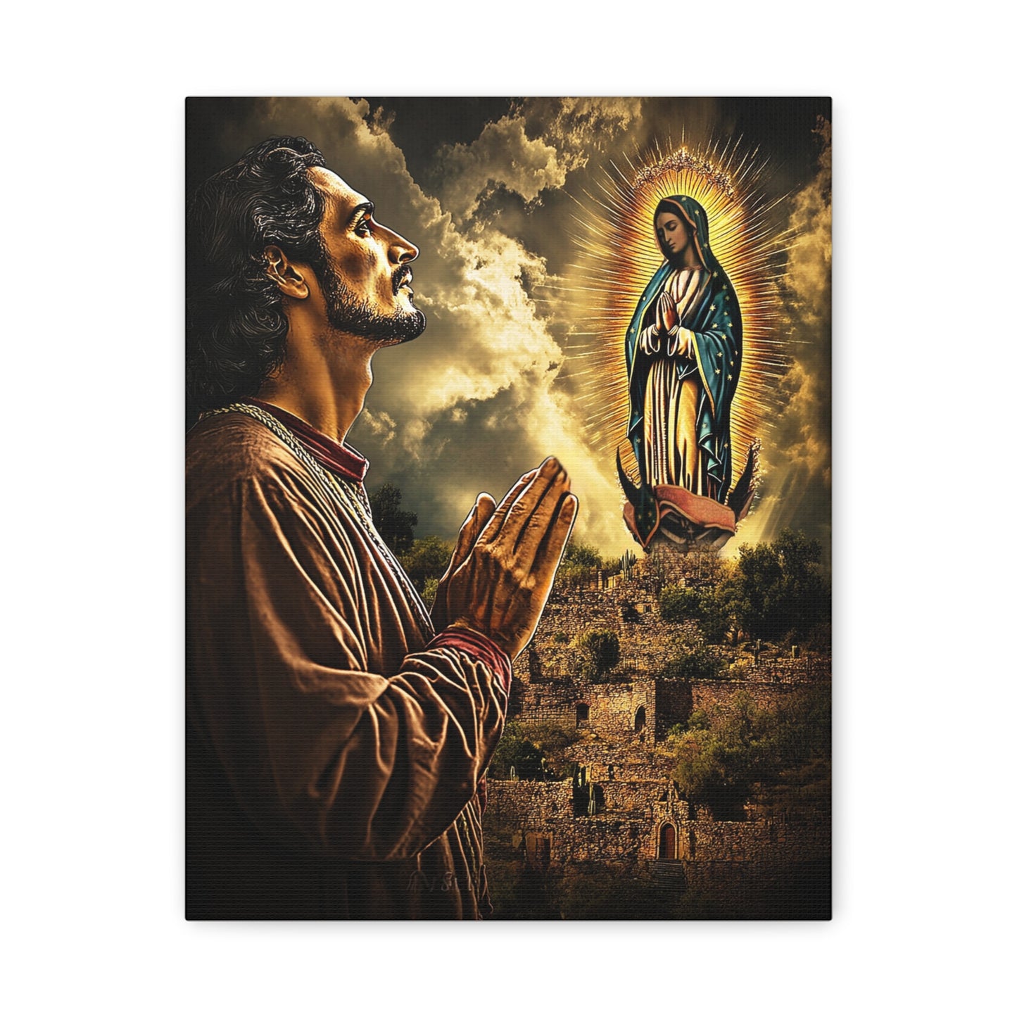 St. Juan Diego Our Lady of Guadalupe Catholic Canvas Wall Art, Christian Decor