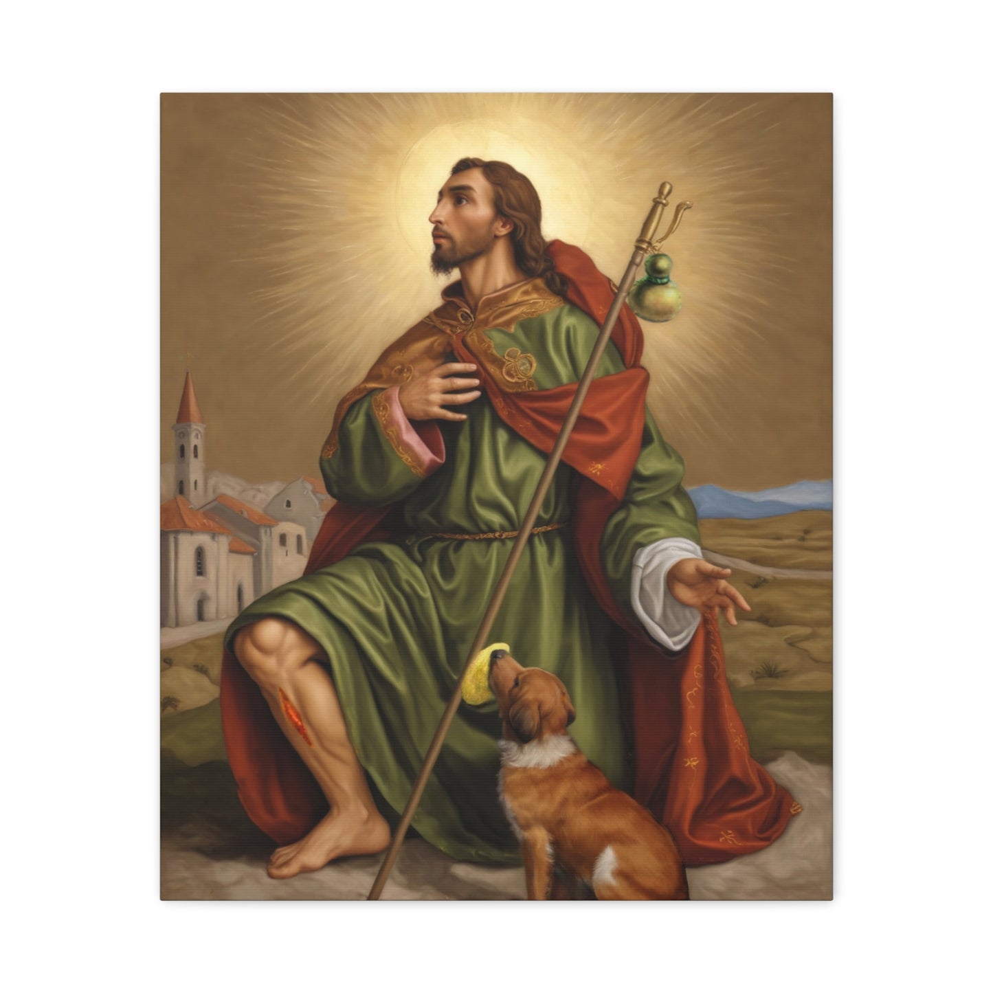 Ready To Hang - St. Roch Rocco Catholic Canvas Wall Art, Christian Decor