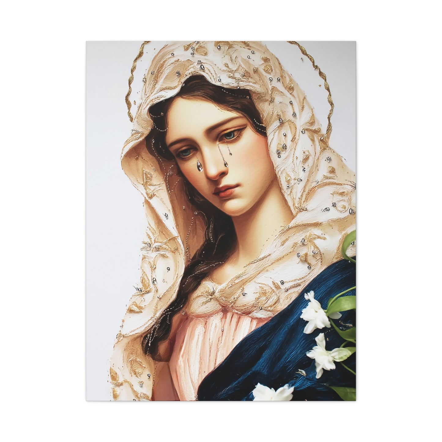 Ready to Hang - Our Lady Tears Catholic Canvas Wall Art, Christian Decor