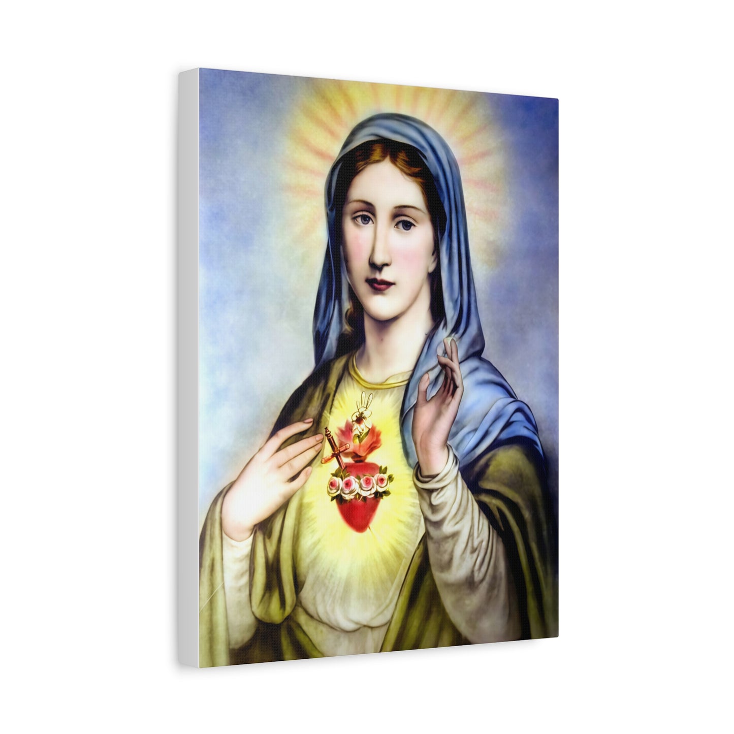 Ready to Hang - Immaculate Heart Virgin Mary Catholic Canvas Wall Art, Christian Decor