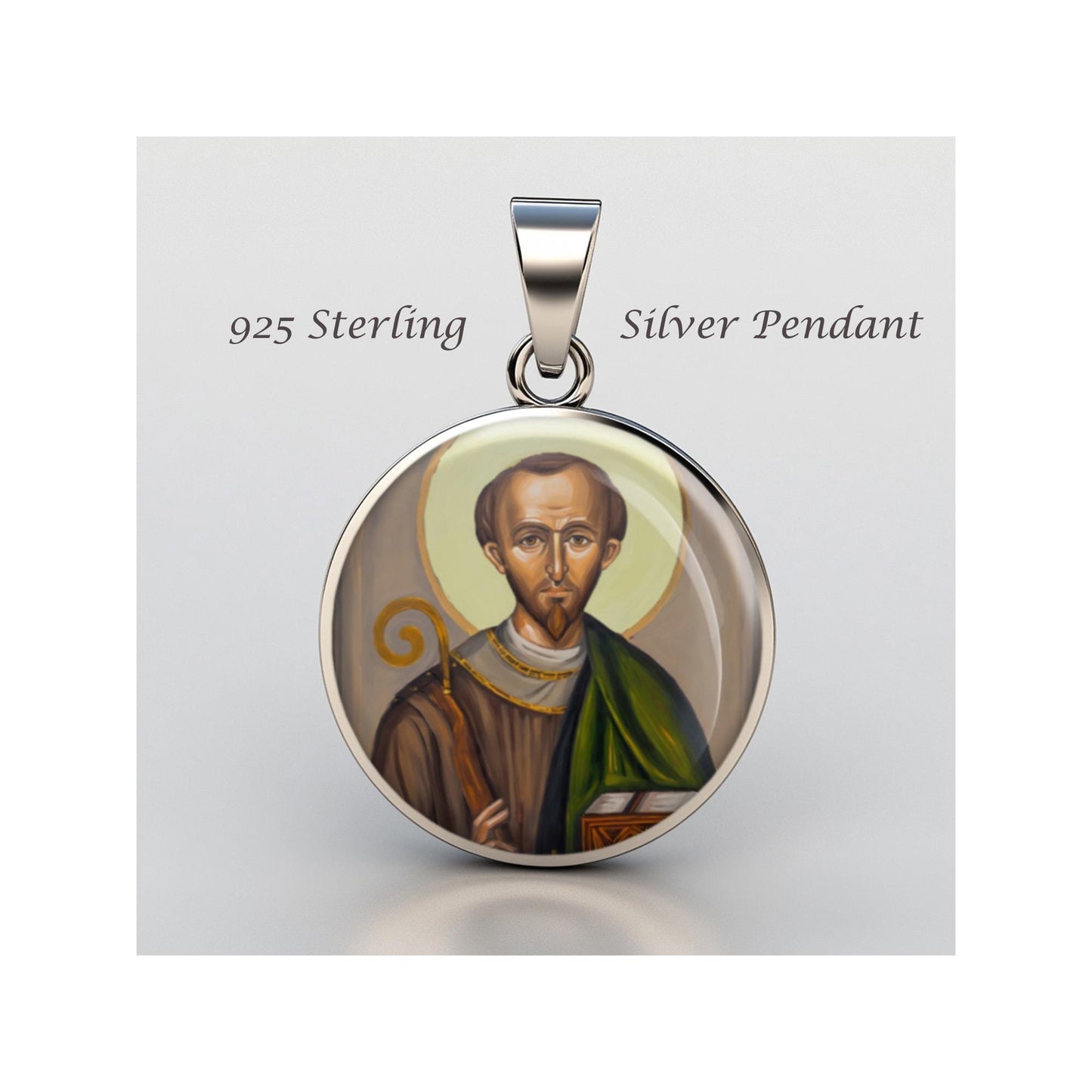 Saint Leonard Religious Devotional sterling silver 925 Christian Medal Patron Pendant