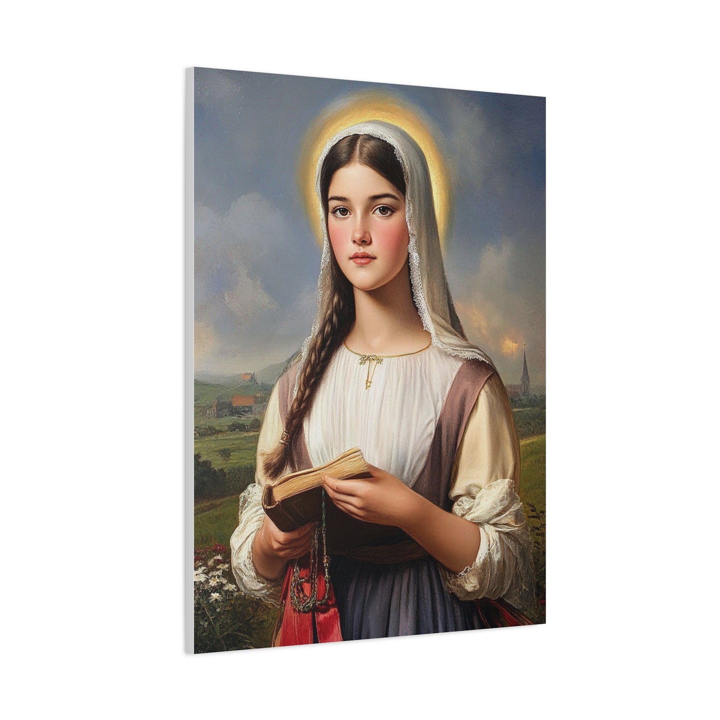 St. Genevieve Catholic Canvas Wall Art, Christian Decor