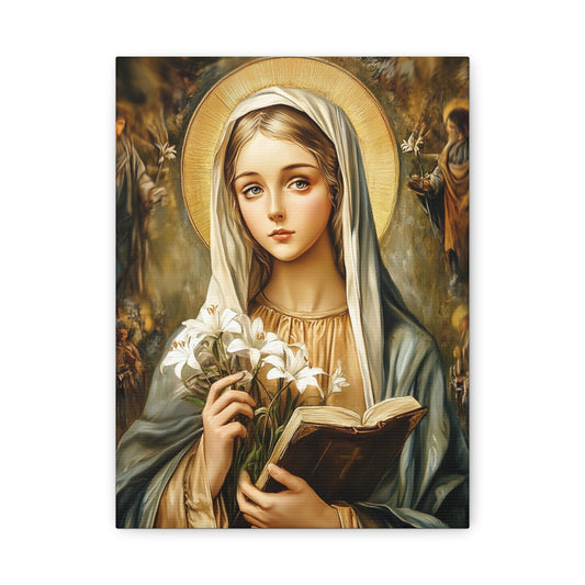 St. Dymphna Catholic Canvas Wall Art, Christian Decor