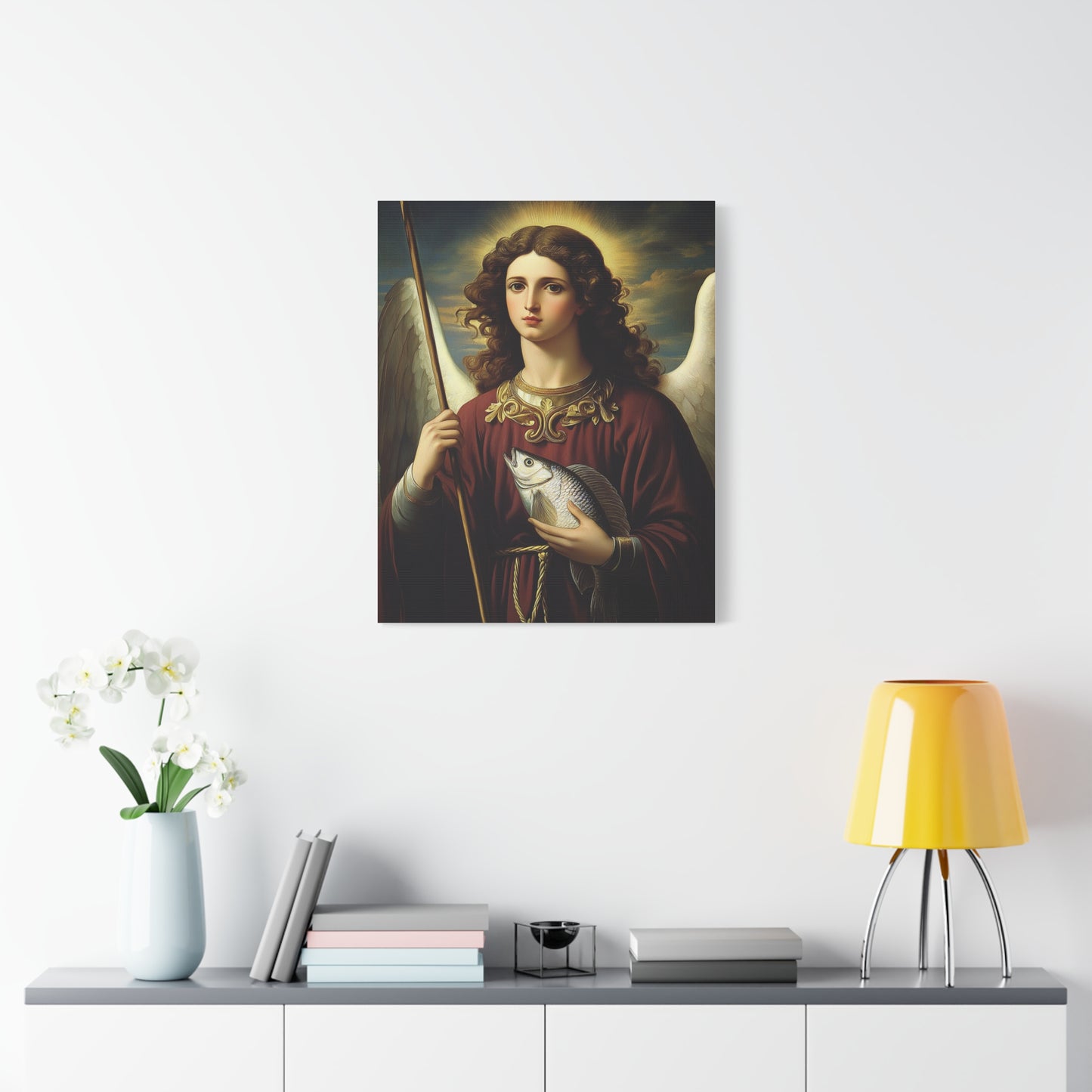 Ready To Hang - St. Rapahel the Archangel Catholic Canvas Wall Art, Christian Decor