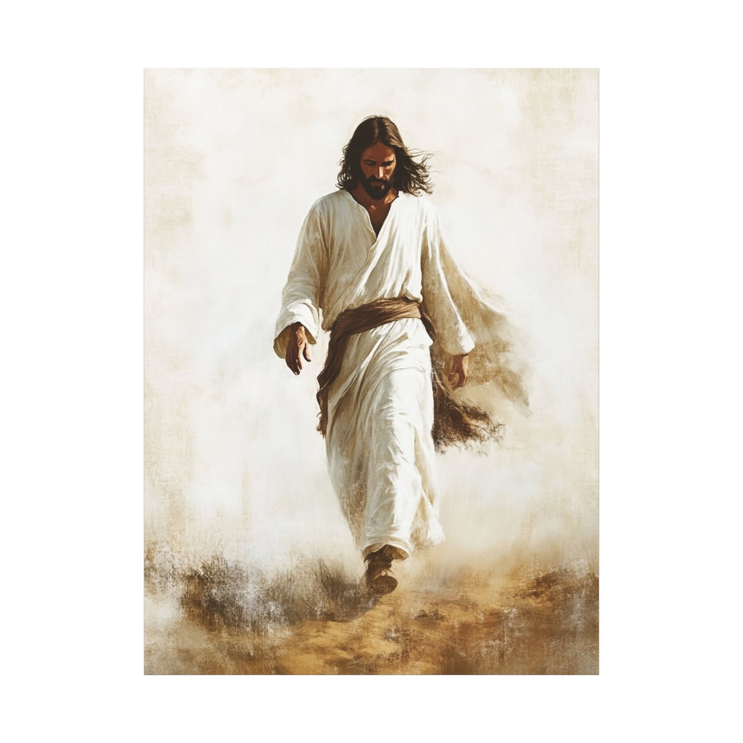 Jesus Christ Walking Through The Desert Catholic Canvas Wall Art, Christian Decor