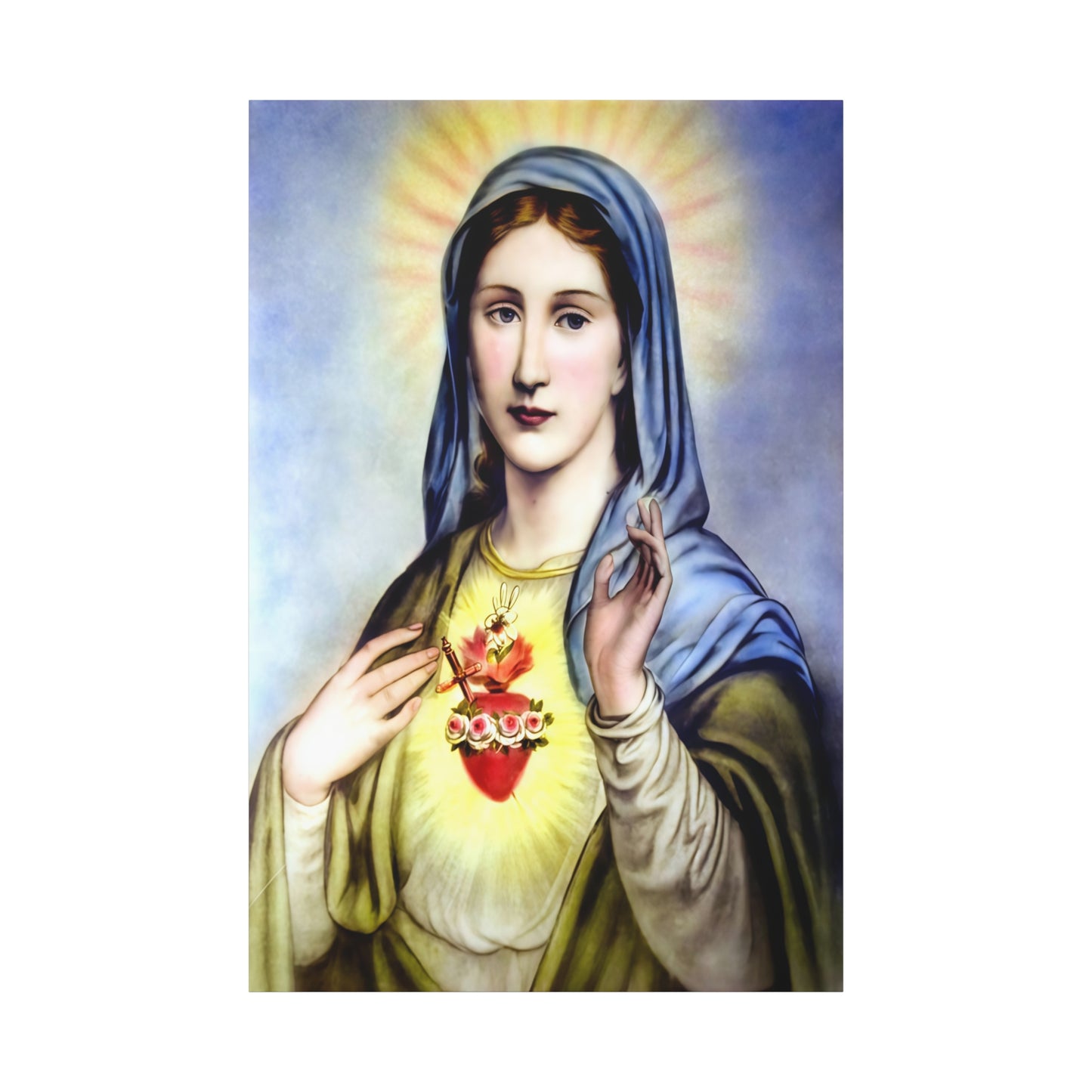 Ready to Hang - Immaculate Heart Virgin Mary Catholic Canvas Wall Art, Christian Decor