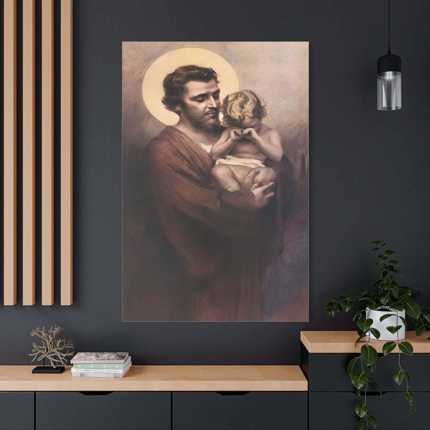 St. Joseph & Child Jesus Crying - Chambers - Catholic Canvas Wall Art, Christian Decor