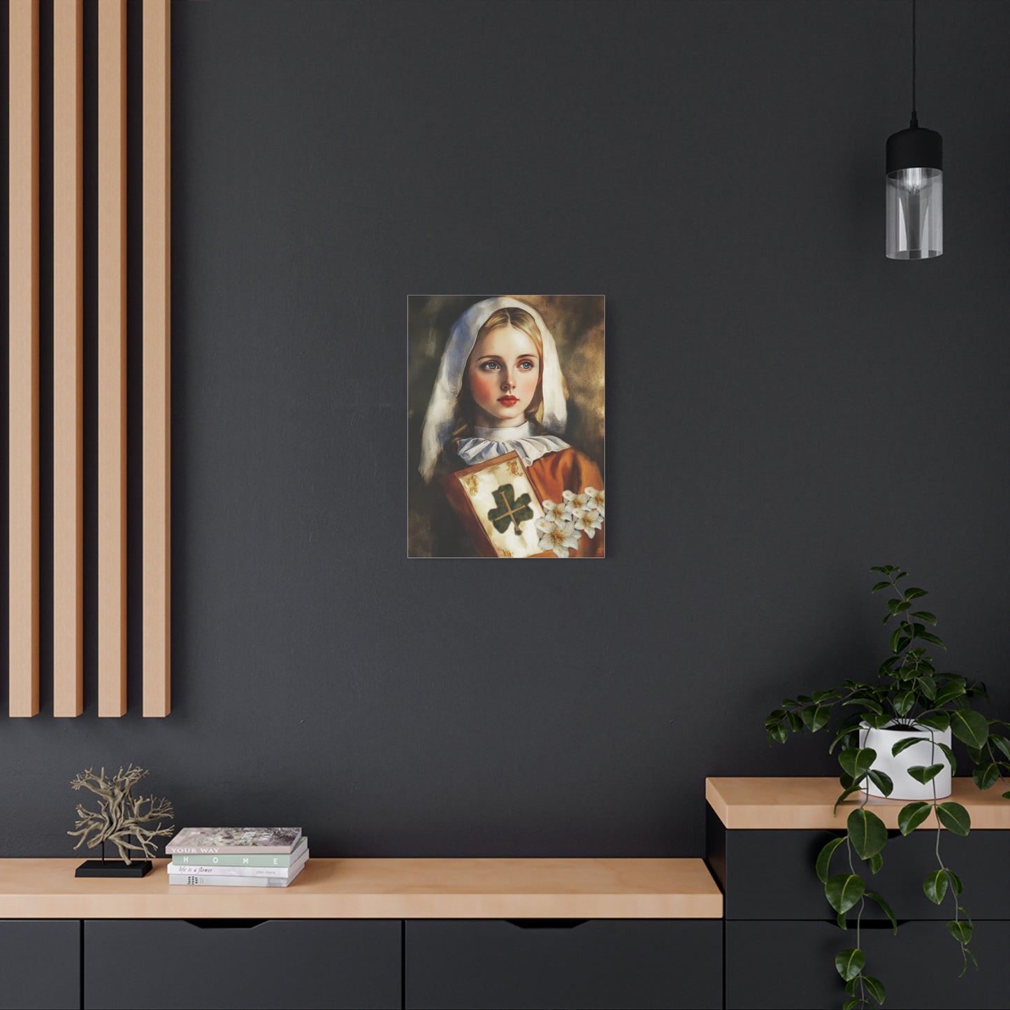 St. Dymphna Catholic Canvas Wall Art, Christian Decor