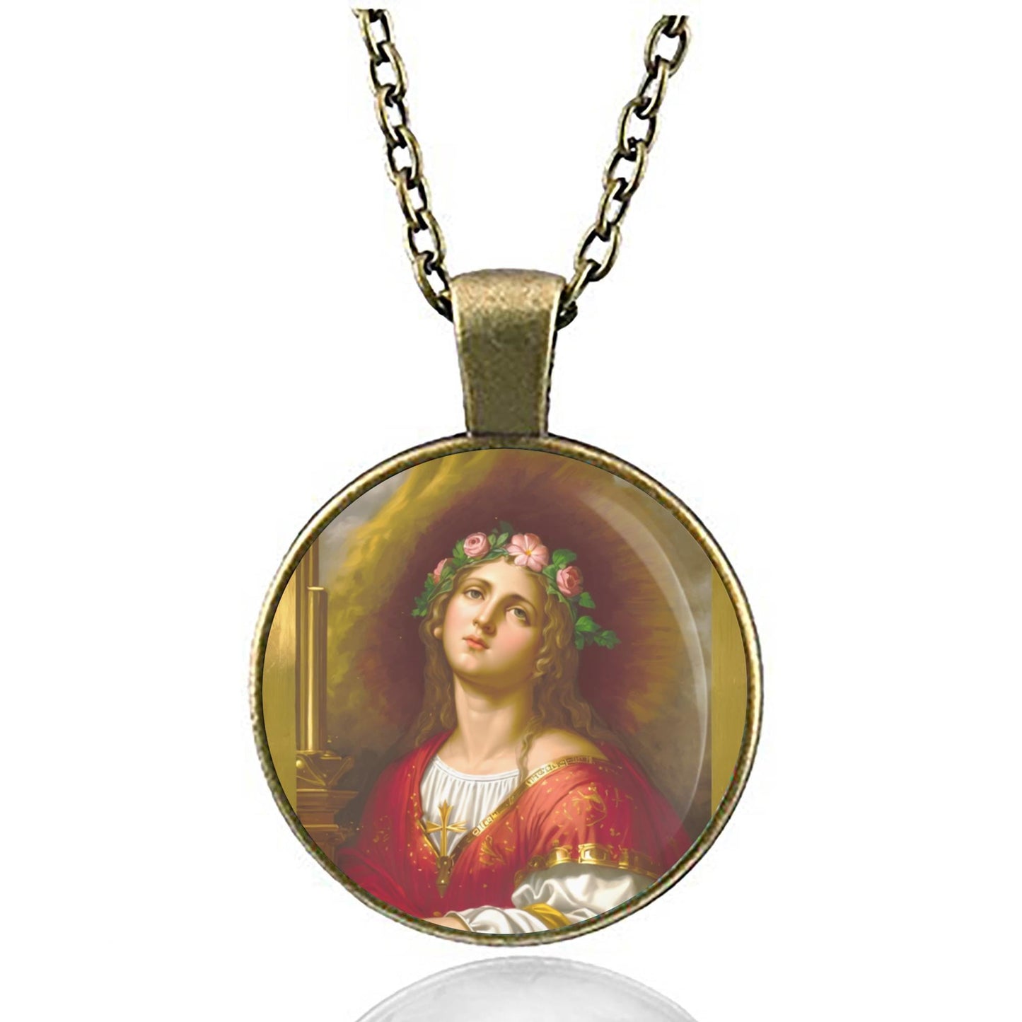 Saint Cecilia Medal Pendant Christian Religious Jewelry Necklace