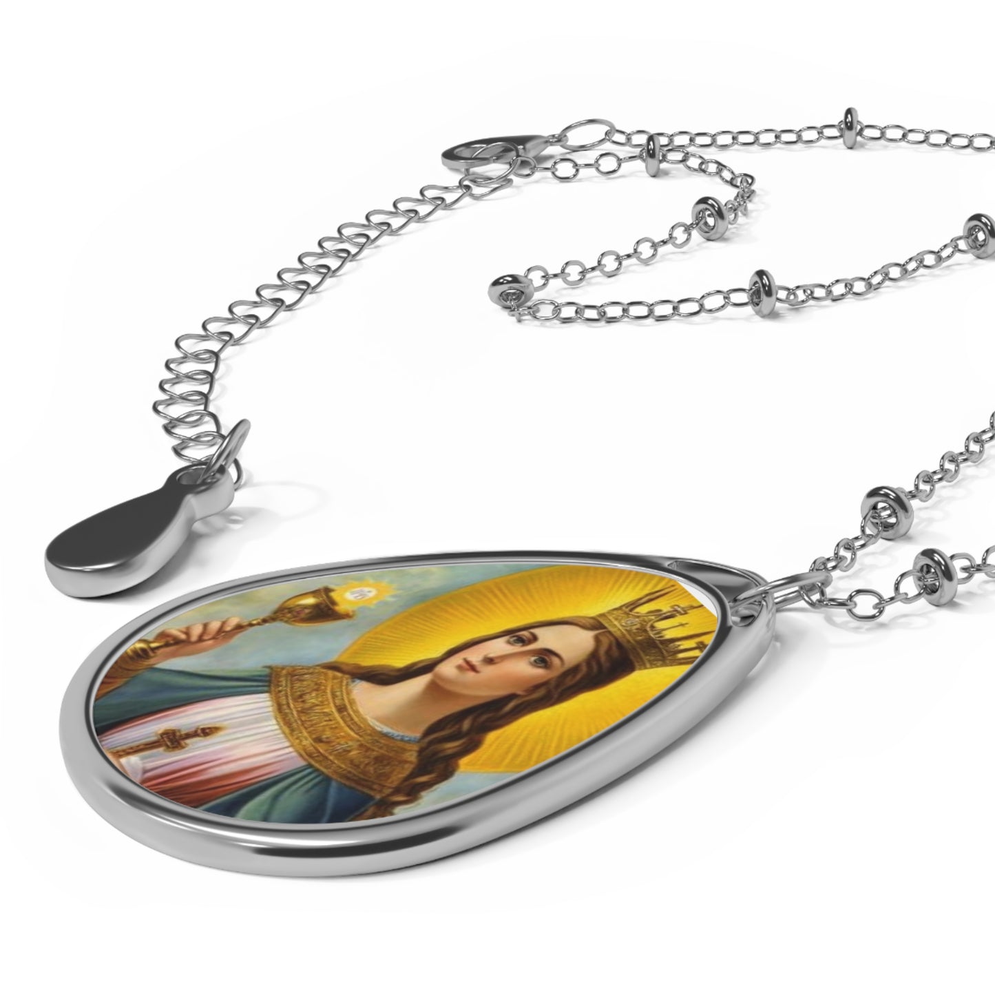St. Barbara Catholic Necklace Drop Pendant