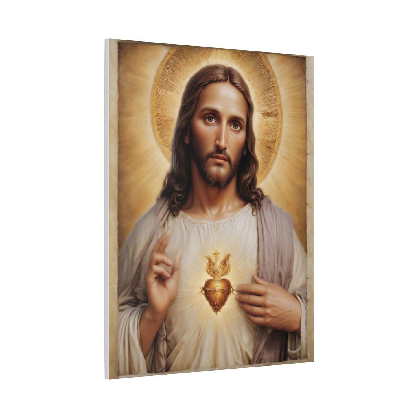 Jesus Christ Sacred Heart Catholic Canvas Wall Art, Christian Decor