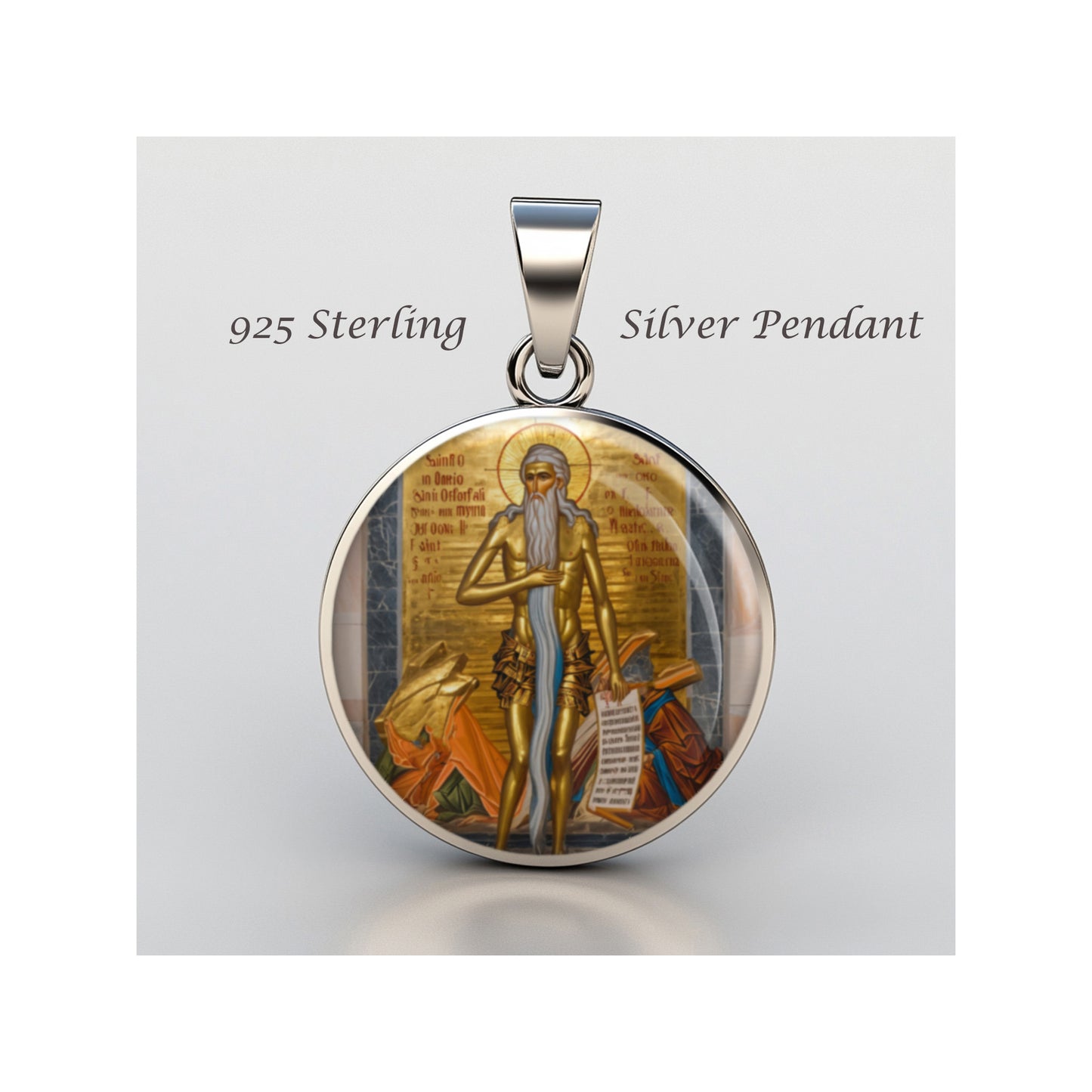 Saint Onofrio Catholic sterling silver 925 Christian Medal Patron Pendant image 0