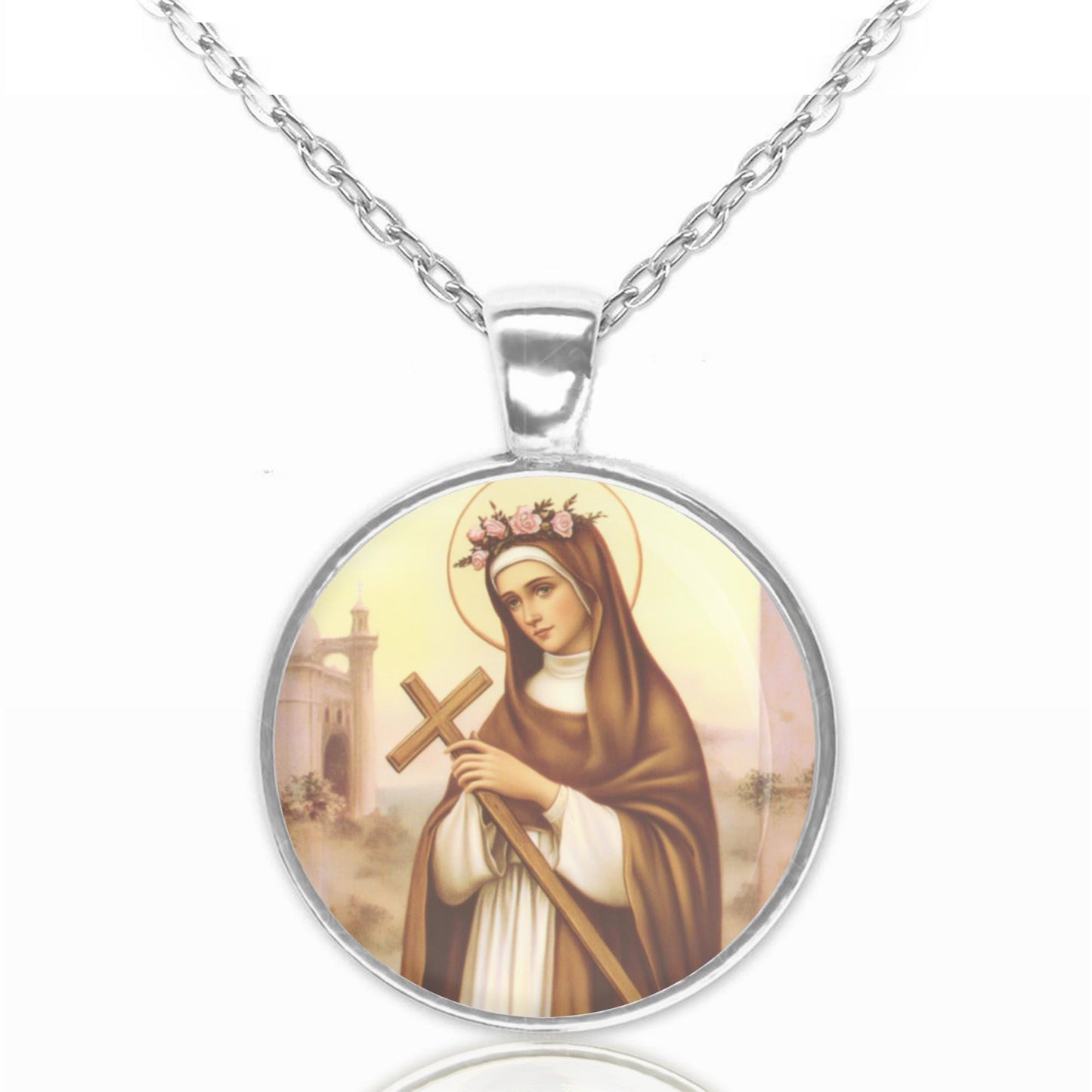 St Rose of Lima Pendant Necklace | Saint Rose of Lima Catholic Jewelry | Religious Gift for Women & Girls