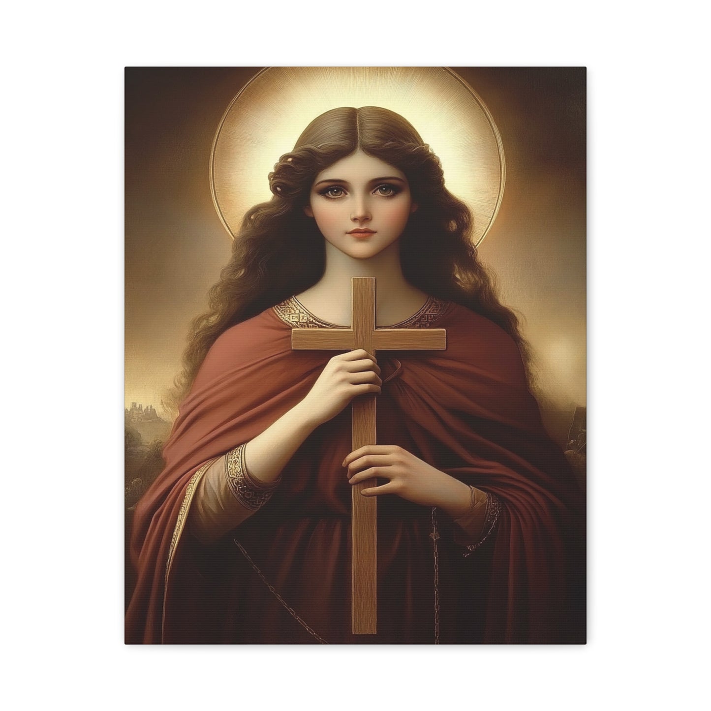 St. Helena and the True Cross Catholic Canvas Wall Art, Christian Decor