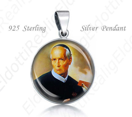 St Gaetano Errico Religious Christian 925 Silver Medal Round Pendant 20mm Jewelry for Necklace
