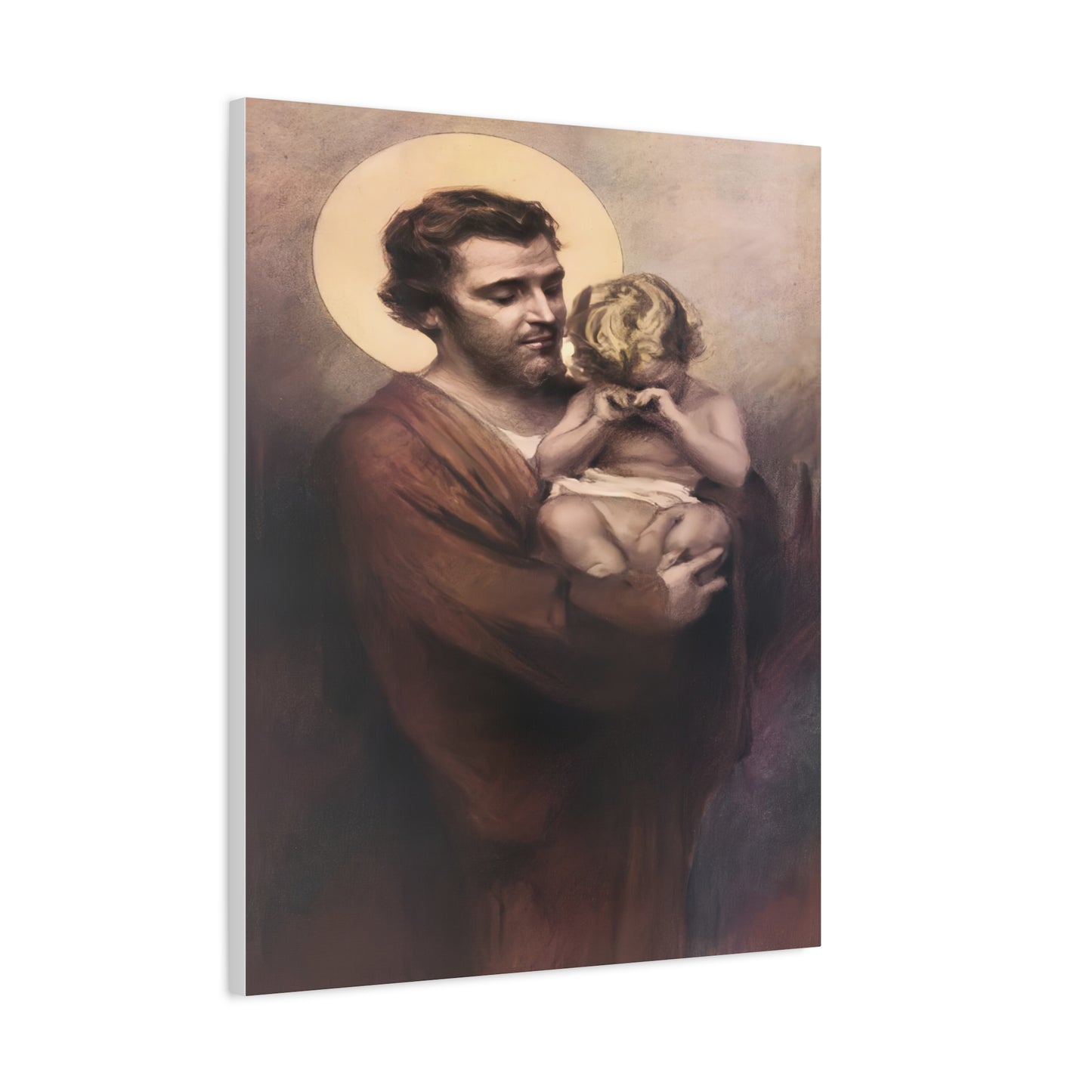 St. Joseph & Child Jesus Crying - Chambers - Catholic Canvas Wall Art, Christian Decor