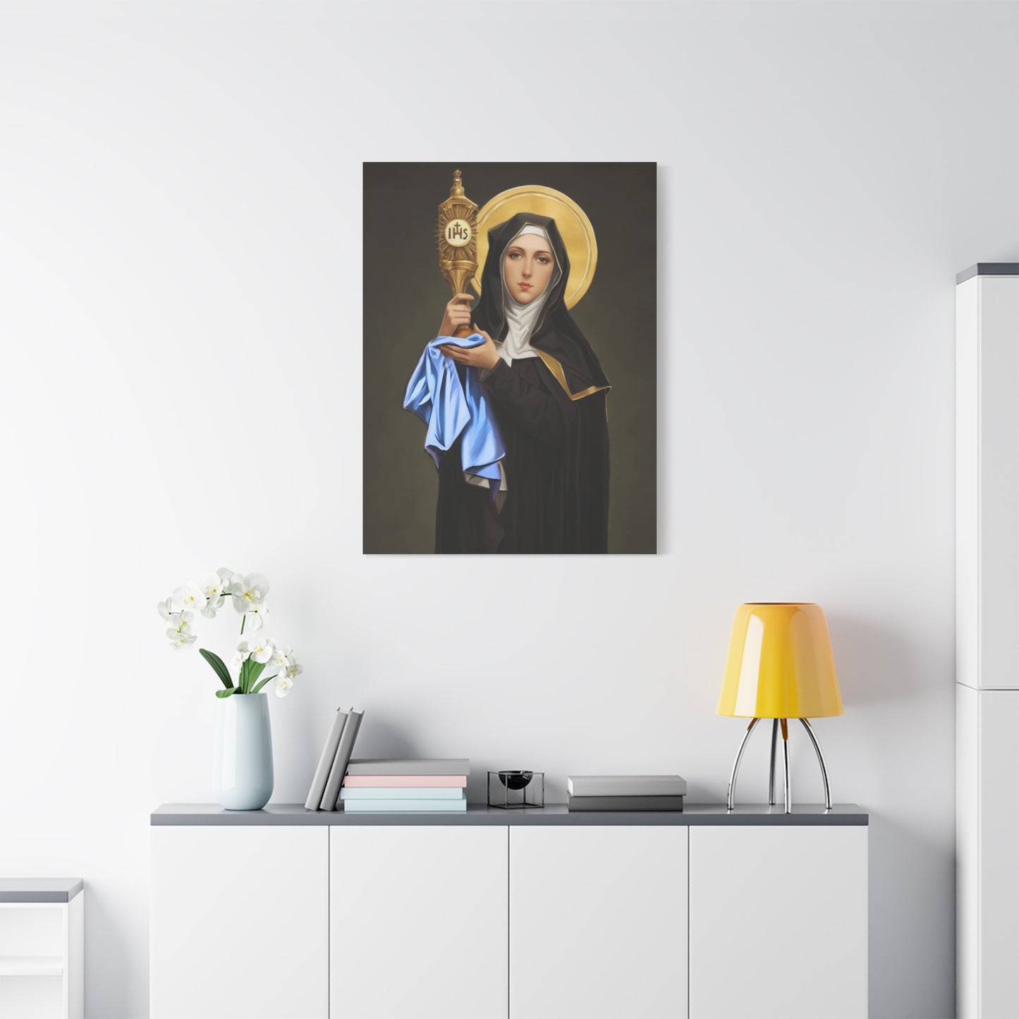 St. Clare of Assisi saint Catholic Canvas Wall Art, Christian Decor