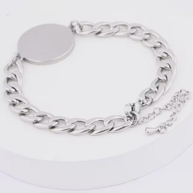 Our Lady Miraculous Mary Curb Bracelet Gold or Silver tone Religious Jewelry Simple Chain