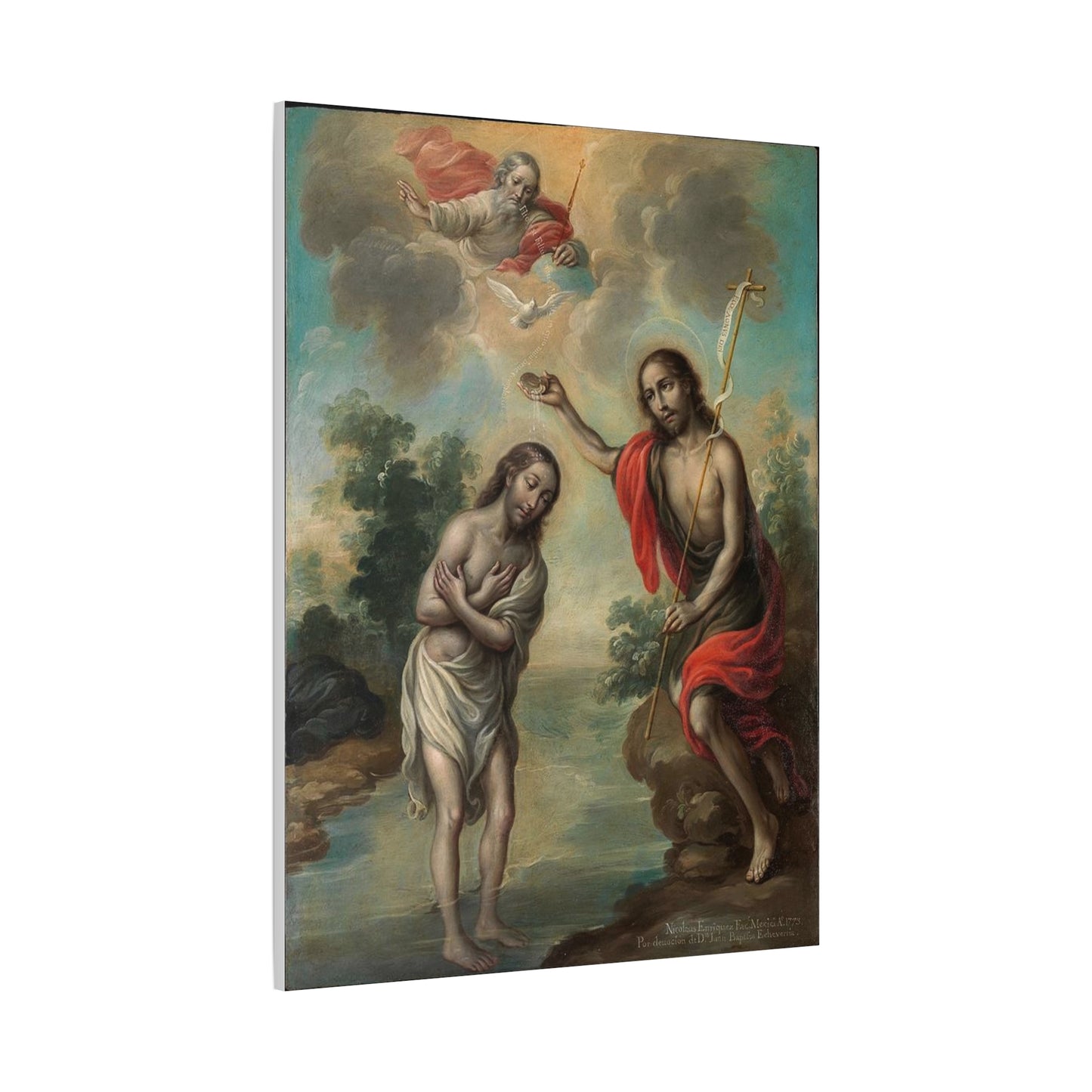 The Baptism of Christ Jesus Catholic HQ Print on Canvas Ready To Hang - Virgin Mary Canvas