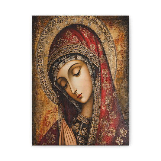 Holy Mary Icon in Byzantine Style - Canvas Wall Art, Christian Decor