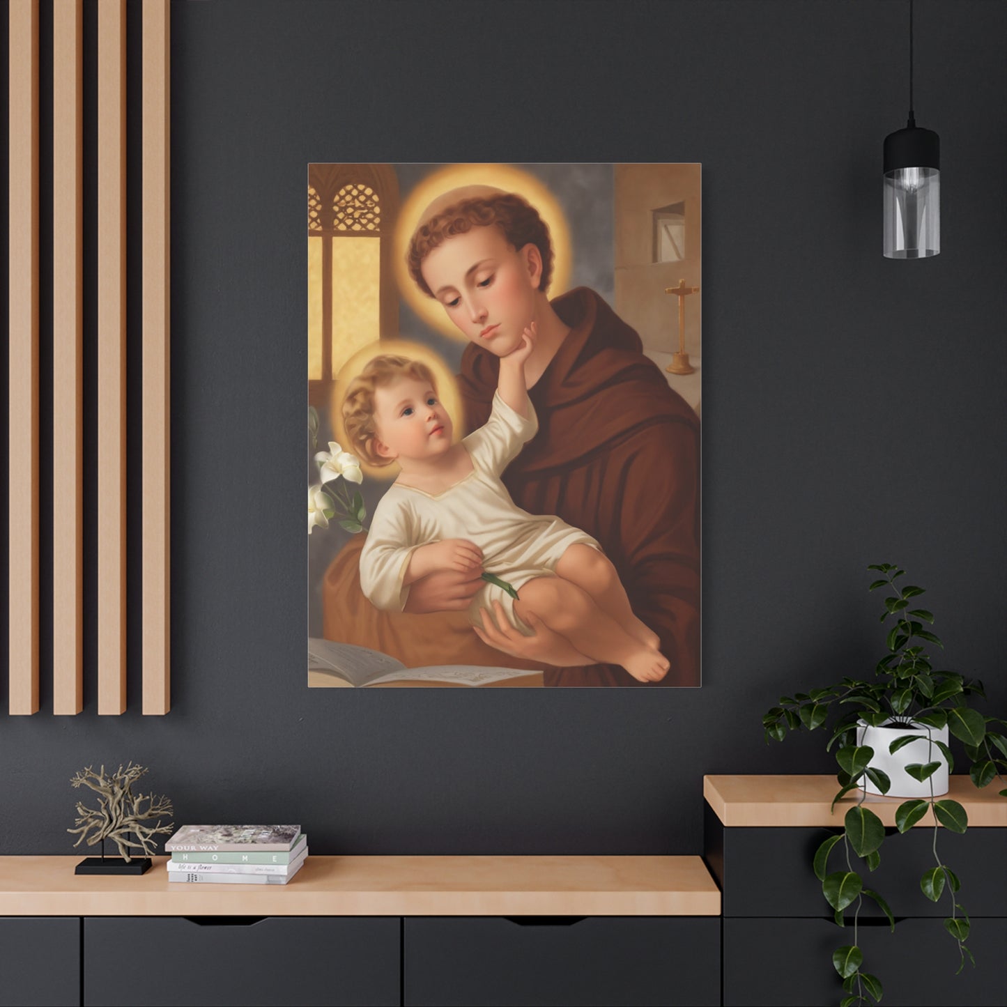 St. Anthony and Jesus Catholic Canvas Print, Catholic Decor Wall, Gift Religious Christian